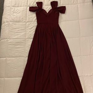 Saved By The Dress Burgundy Formal Off the Shoulder Maxi Dress